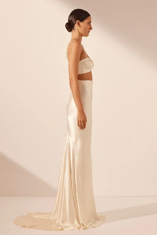 LA LUNE HIGH WAIST MAXI SKIRT - CREAM