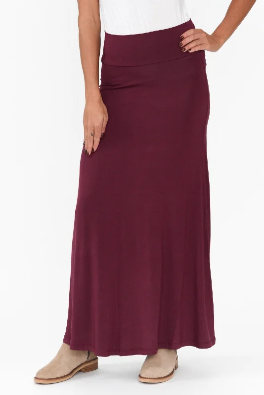 Lana Burgundy Bamboo Maxi Skirt