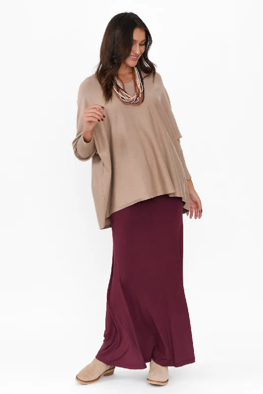 Lana Burgundy Bamboo Maxi Skirt