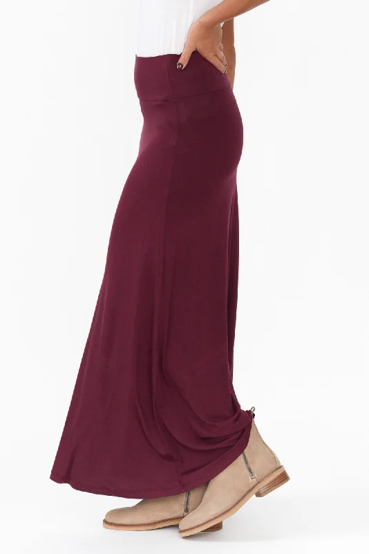 Lana Burgundy Bamboo Maxi Skirt