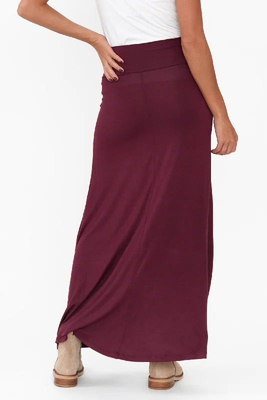 Lana Burgundy Bamboo Maxi Skirt