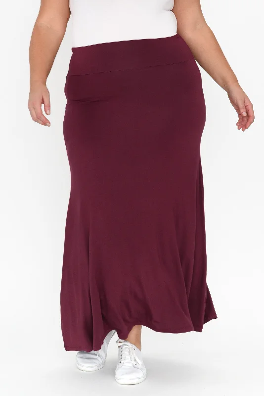 Lana Burgundy Bamboo Maxi Skirt