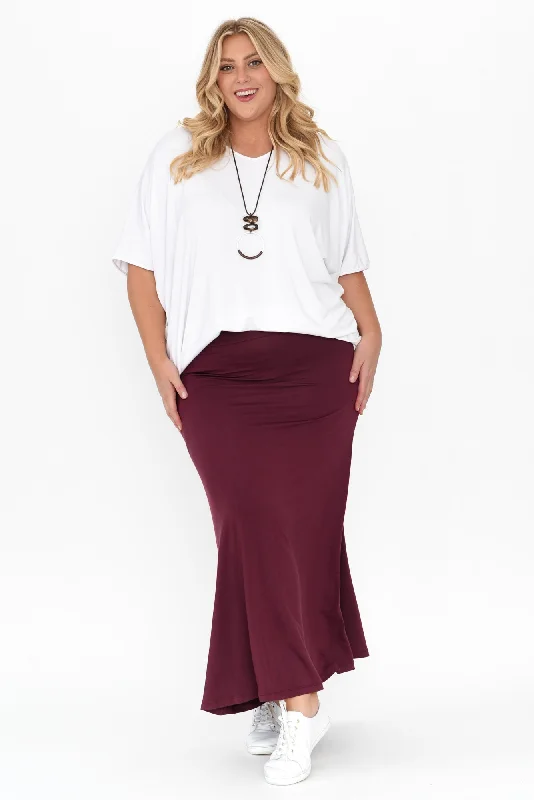 Lana Burgundy Bamboo Maxi Skirt