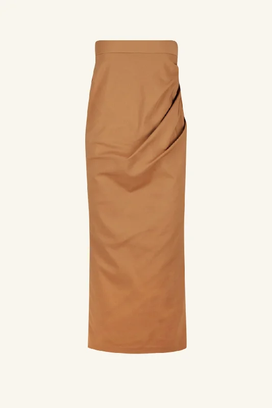 LANI DRAPED MAXI SKIRT - CINNAMON