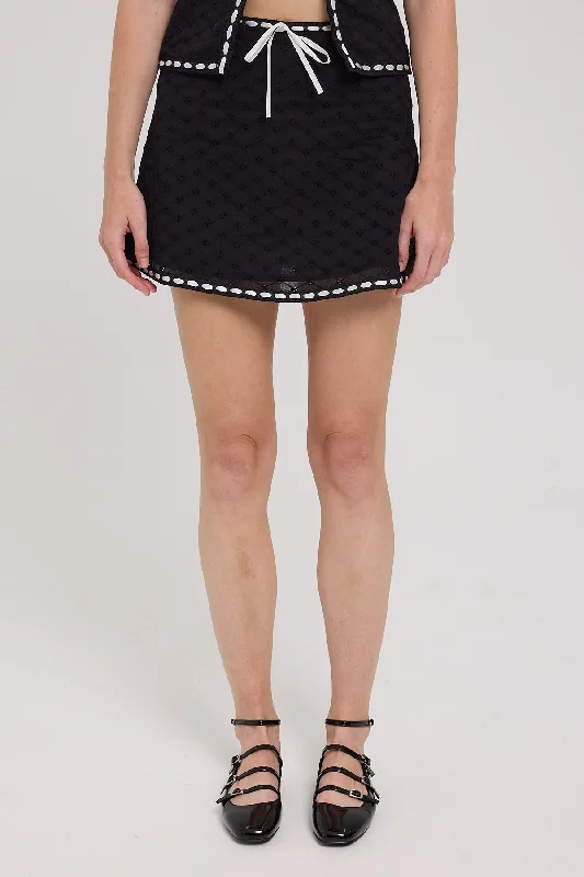 Luck & Trouble Chiara Broderie Mini Skirt Black