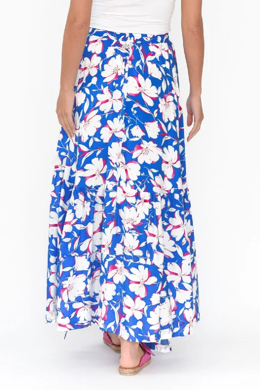 Lysandra Blue Flower Maxi Skirt