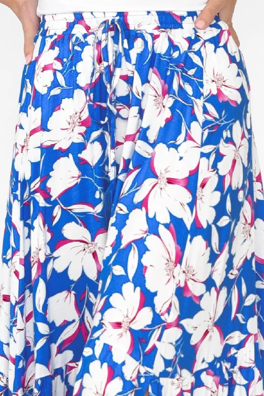 Lysandra Blue Flower Maxi Skirt