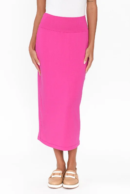 Magenta Bamboo Maxi Tube Skirt