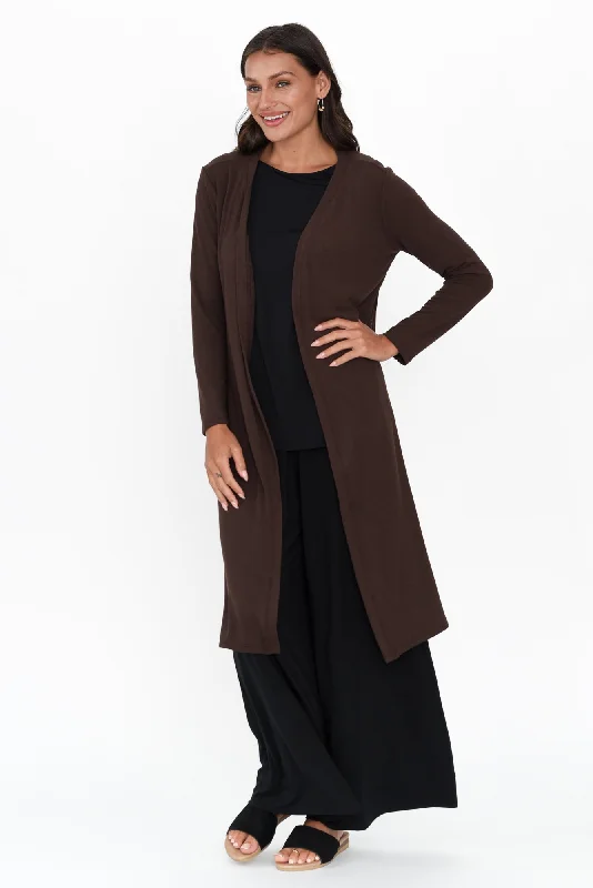 Pearlie Chocolate Longline Cardigan