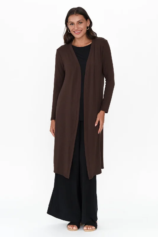 Pearlie Chocolate Longline Cardigan