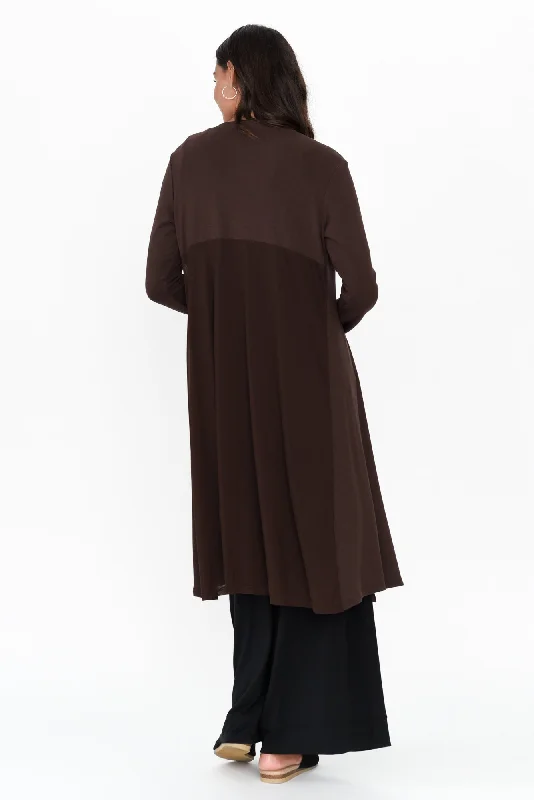 Pearlie Chocolate Longline Cardigan