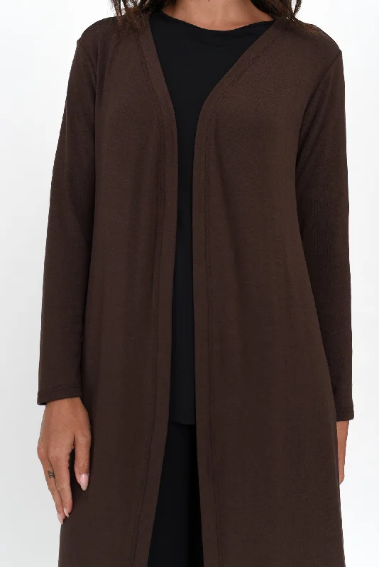 Pearlie Chocolate Longline Cardigan