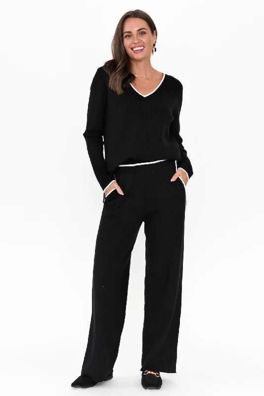 Savon Black Trim Knit Pants