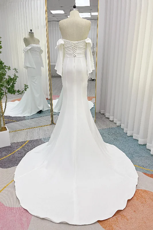 Trumpet-Mermaid Chapel Train Elastic Cloth Wedding Dress CW3246