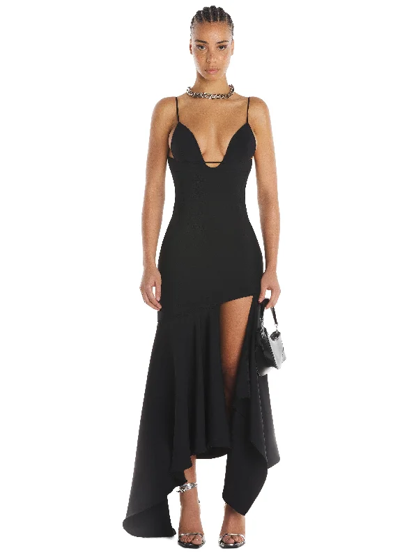 black asymmetric dress