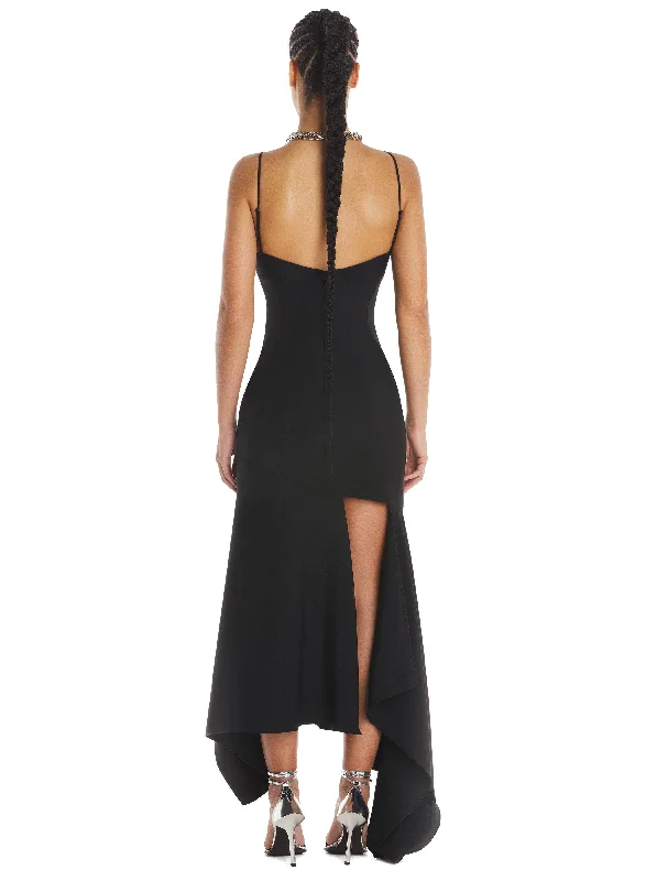 black asymmetric dress