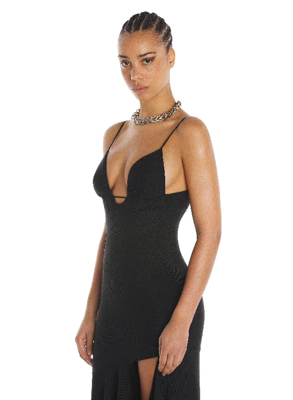 black asymmetric dress