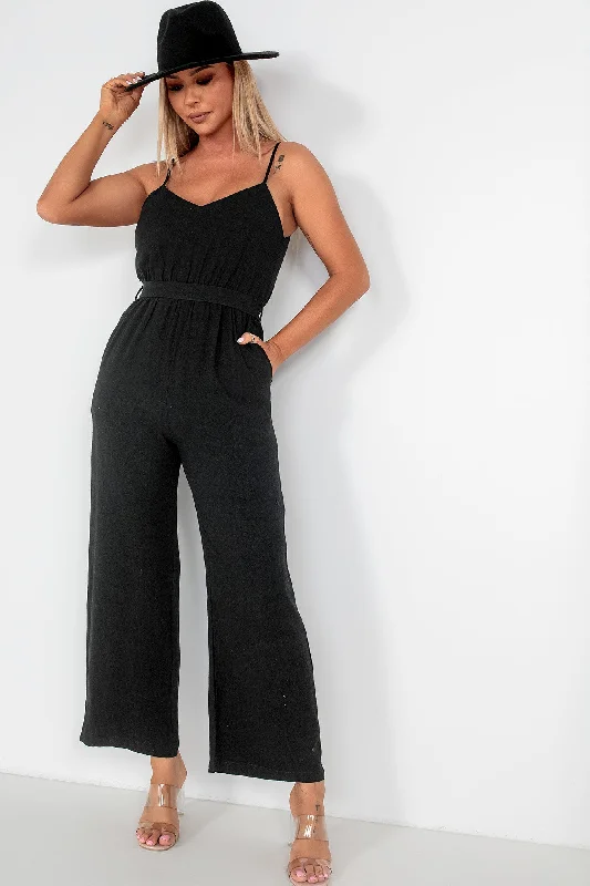 Cathy Black Linen Jumpsuit