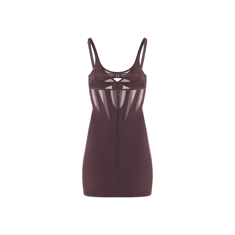 dark raisin corseted dress