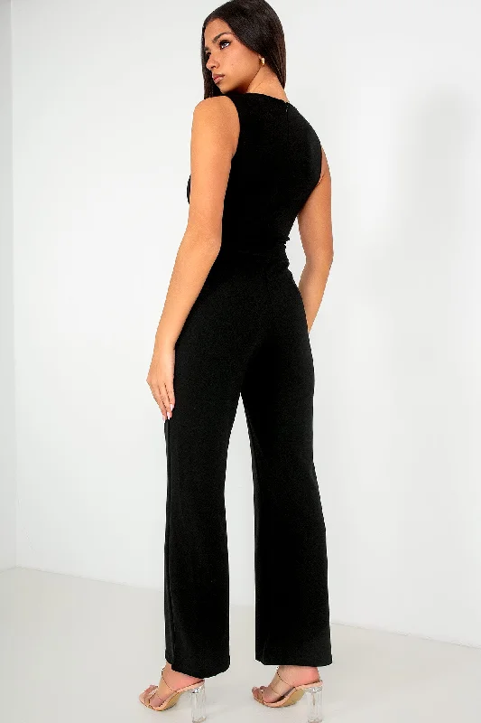 Girl In Mind Trisha Black Tailored Belted Jumpsuit