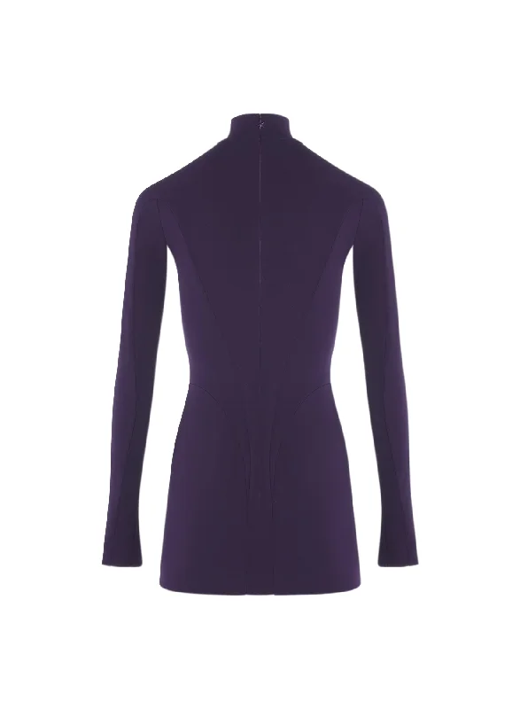 purple long-sleeved mini dress