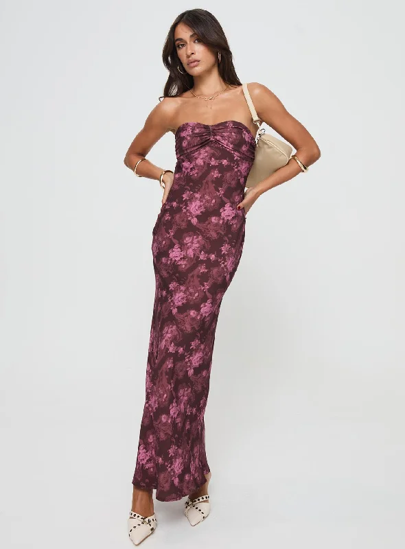 Shop Now and Save!Abeila Strapless Maxi Dress Burgundy