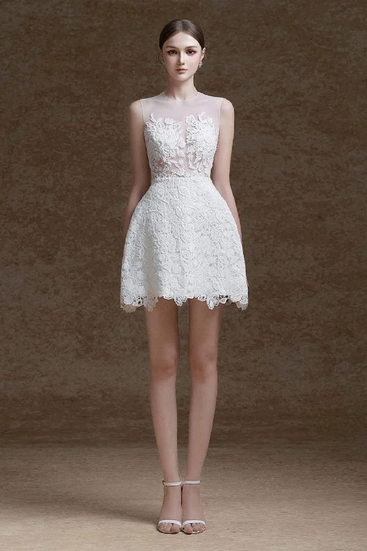 Limited Time Offer!Amour A-line Sleeveless Lace Mini Dress