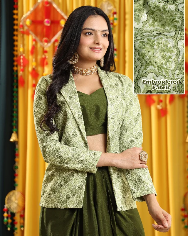 Shop Before It’s Gone!Beyond the Ordinary : An Embroidered Green Fastive Jacket