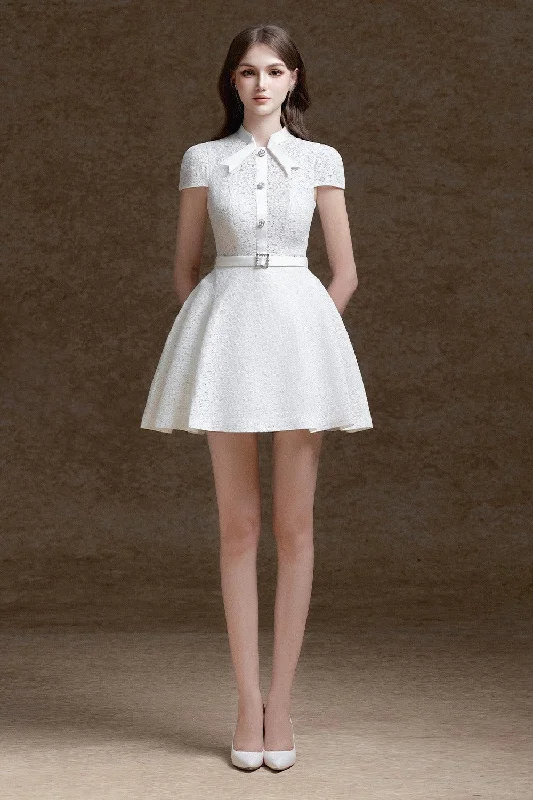 Best Deals Just for You!Capella Fit and Flare Short Sleeved Lace Mini Dress