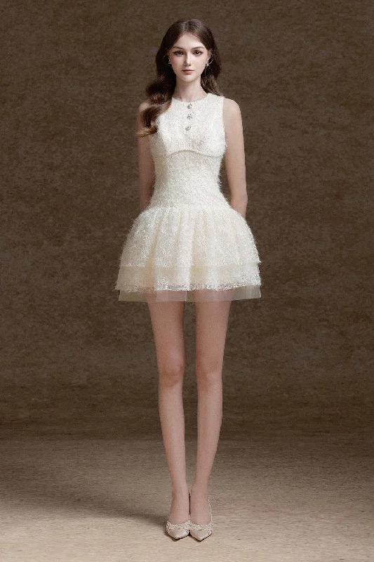 Special Offer – Act Fast!Catina Layered Jewel Neck Lace Mini Dress
