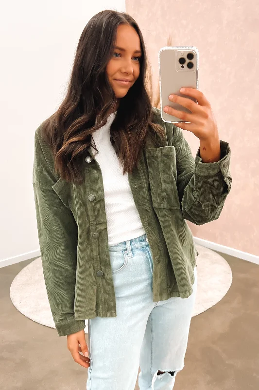 Get It Before It’s Gone!Charlie Cord Shacket Khaki