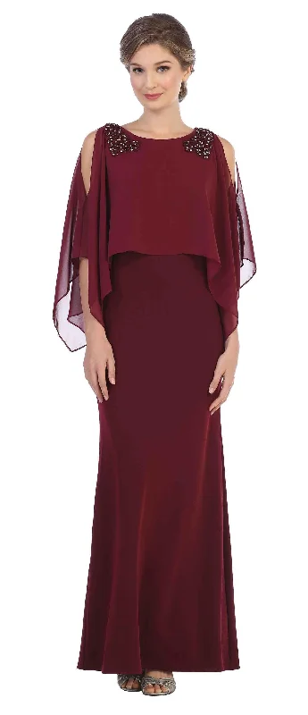 Your Shopping Wish, Our Discount Command!Long Formal Cape Mother of the Bride Chiffon Dress