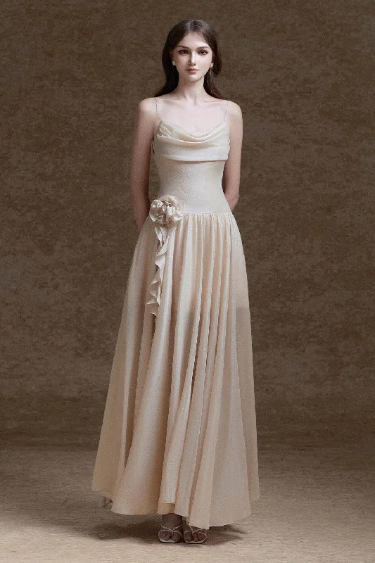 Lowest Prices Guaranteed!Ciara A-line Cowl Neck Voile Maxi Dress