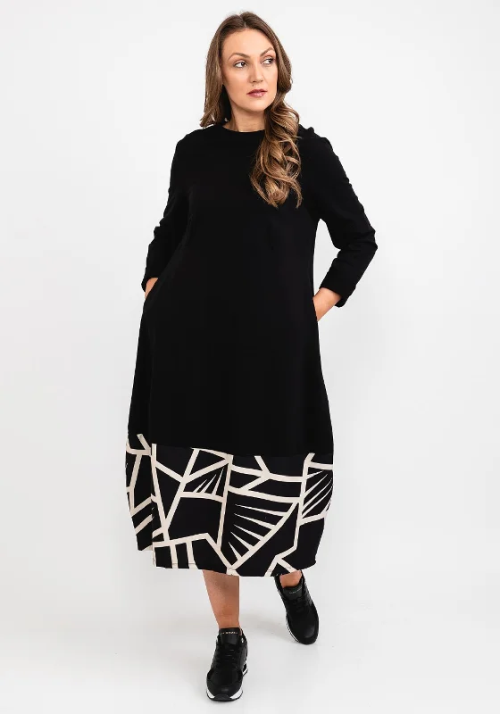 Snag the Best Prices Now!d.e.c.k. by Decollage One Size Jersey Geo Hem Dress, Black