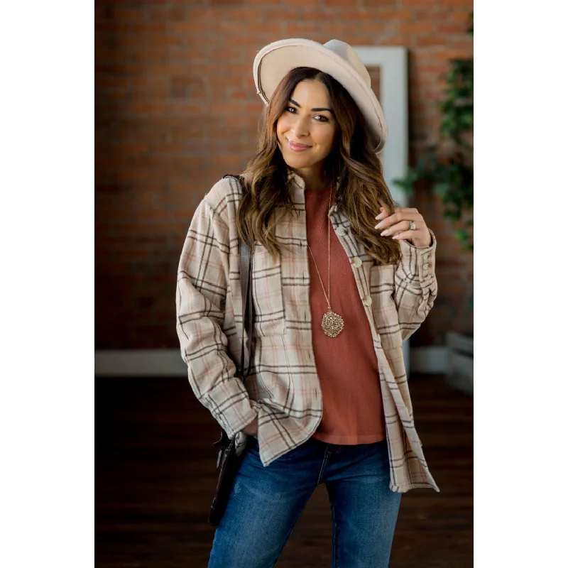 Get More, Spend Less – Shop Now!Touch of Marsala So Soft Plaid Shacket
