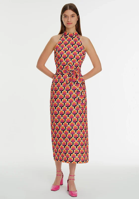 Your Shopping Wish, Our Discount Command!Exquise Halter Neck Print Maxi Dress, Multi