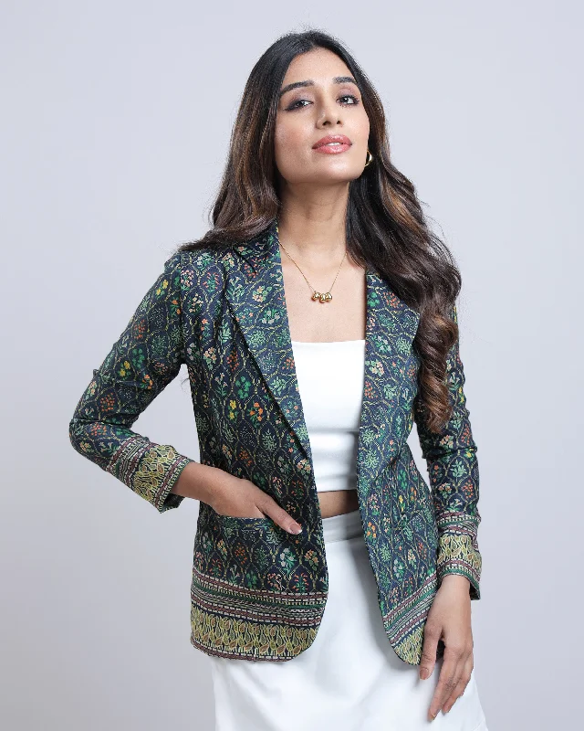 Limited Deals, Unlimited Savings!Feel The Edge: Ethnic Open Front Navy Blue Womens Jacket