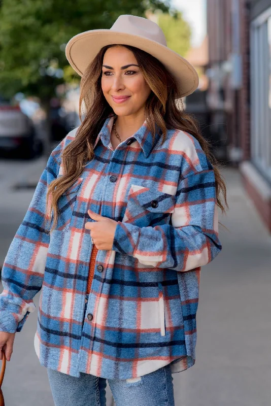 The Best Offers Are Here!Blue Skies Plaid Shacket