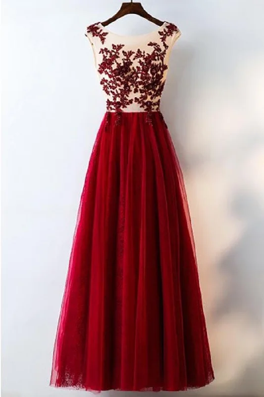 Find the Best Deals Here!Formal Red Sequined Tulle Prom Dress Long With Lace PG632