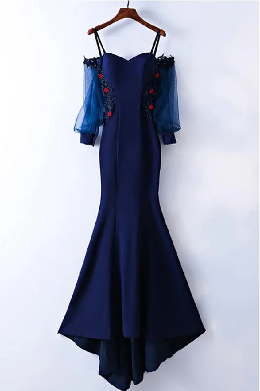 More Discounts, More Joy!Gorgeous Mermaid Straps Long Sleeves Prom Dress With Applique  PG633