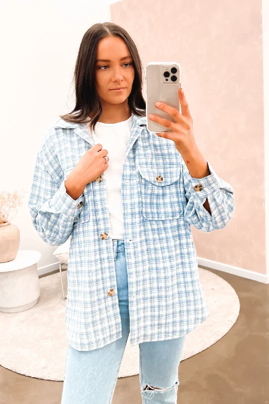 Score Big Savings Today!Jemma Shacket Blue Check