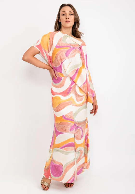 Every Deal is a Steal!Kameya Draped Abstract Print Maxi Dress, Multi