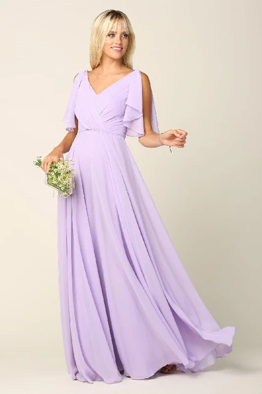 Shop More, Spend Less!Long Formal Flutter Sleeves Dress Sale