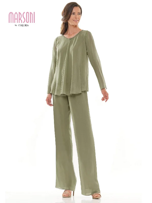 Upgrade for Less!Marsoni Formal Long Jacket Chiffon Pant Suit 304