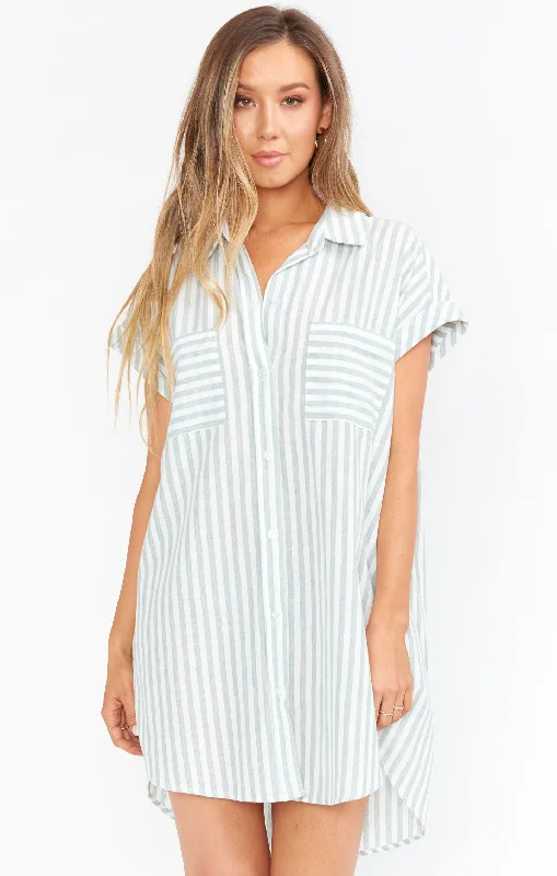 Huge Savings – Act Now!Martin Shirt Dress ~ Sage Stripe