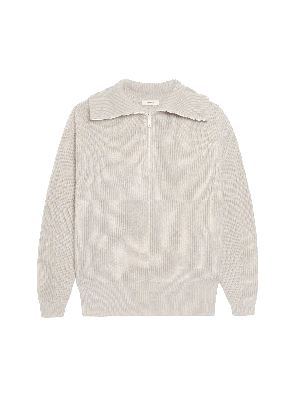Incredible Savings Inside!Mens Recycled Cashmere Half Zip Sweater—oatmeal