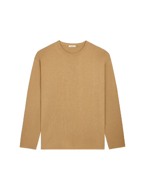 Your Exclusive Offer Awaits!Mens Regenerative Merino Wool Sweater—camel