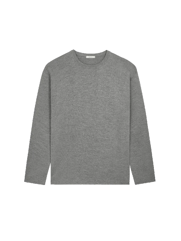 Time to Save Big!Mens Regenerative Merino Wool Sweater—grey marl