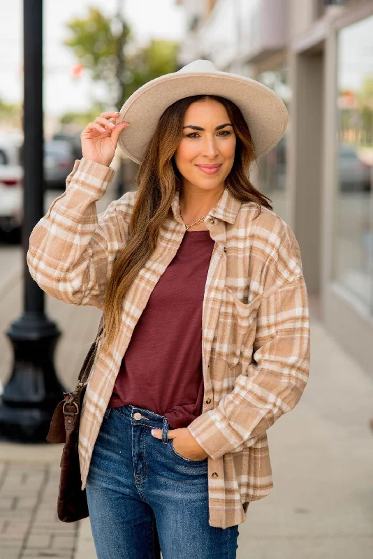 Hot Deals You Can’t Resist!Neutral Shades Plaid Shacket