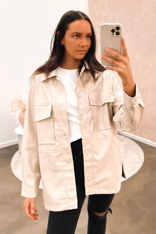 Save More with Every Purchase!Olivia Vegan Leather Coat Beige